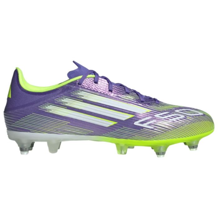 Chaussures Rugby F50 League SG Crampons Hybrides Tout Terrain Violet/Vert - Adidas