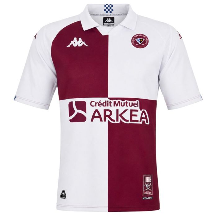 Maillot rugby extérieur UBB Kappa damier Bordeaux Blanc 2026/2027