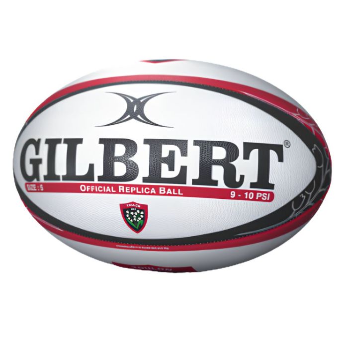 Ballon rugby replica RC Toulon Gilbert taille 5 rouge noir blanc
