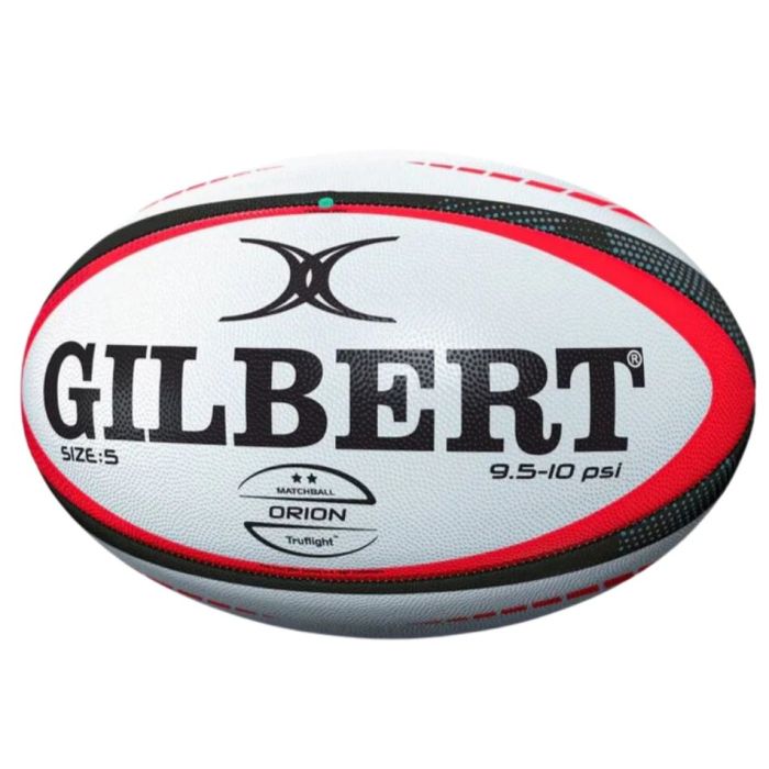Ballon Gilbert Orion Match rouge blanc noir taille 5 gomme