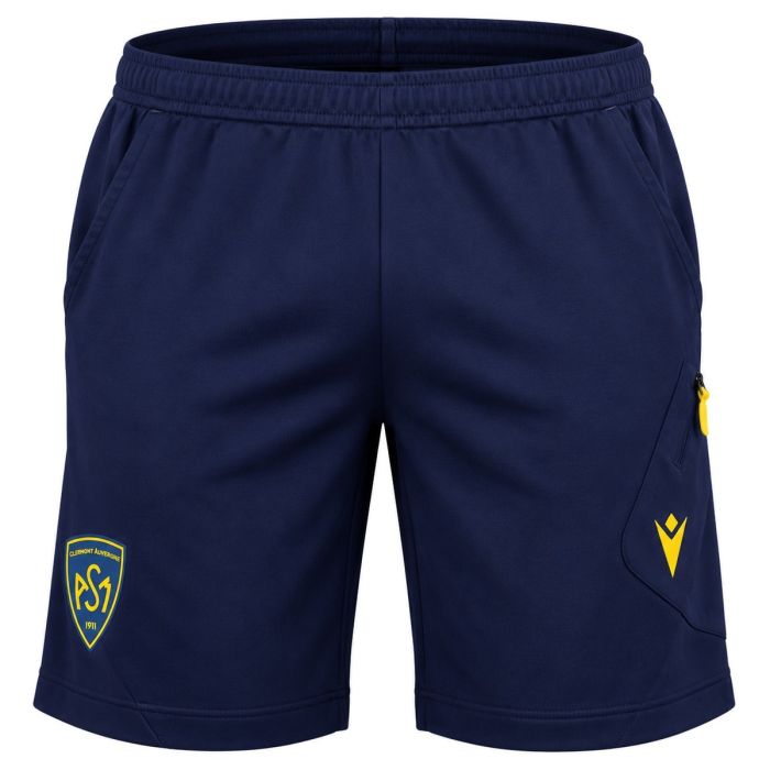 Short rugby ASM Clermont bleu marine Macron vue de face