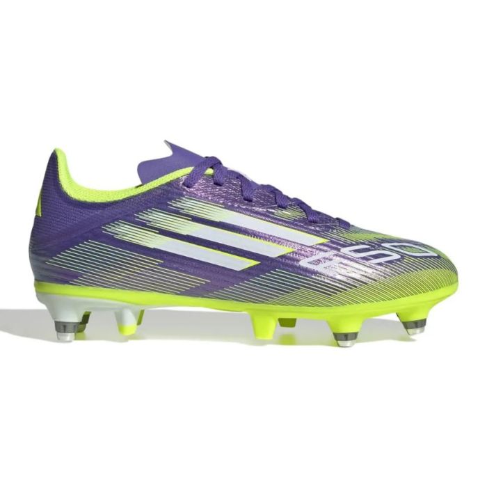 Chaussures Rugby Enfant F50 League SG Crampons Hybrides Violet Jaune - Adidas