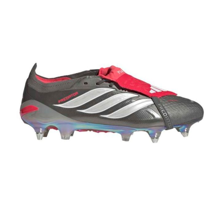 Chaussures Rugby Predator Elite Languette Rabattue Hybrides Terrain Gras Acier/Rouge - Adidas