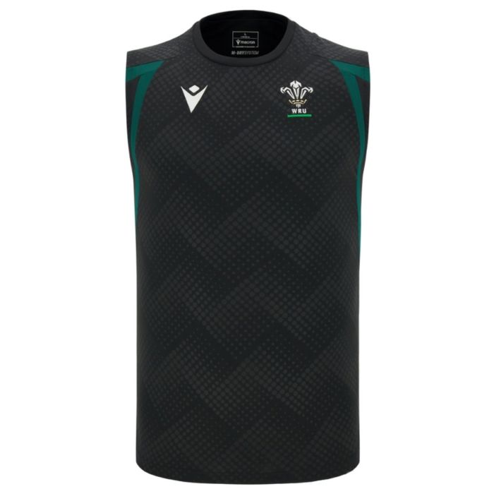 Débardeur entraînement rugby Pays de Galles noir Macron micromesh dos
