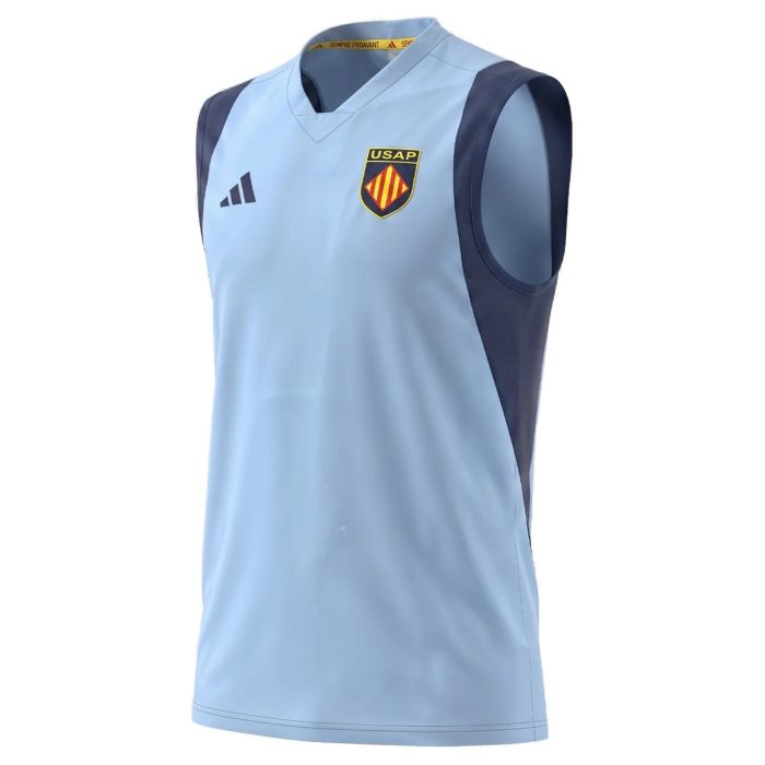 Débardeur rugby USAP Perpignan bleu Adidas domicile 2026 vue face