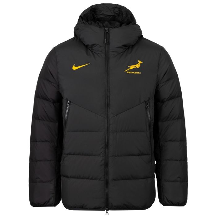 Doudoune rugby Springboks Nike noire capuche amovible écusson brodé