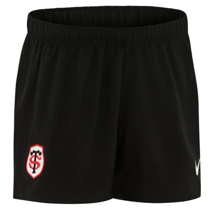 Détail écusson brodé Stade Toulousain short Nike stadium noir