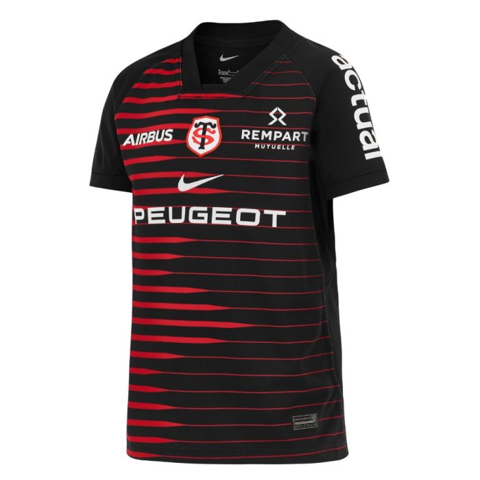 Vue dos maillot rugby enfant Stade Toulousain Nike Stadium noir rayures rouges