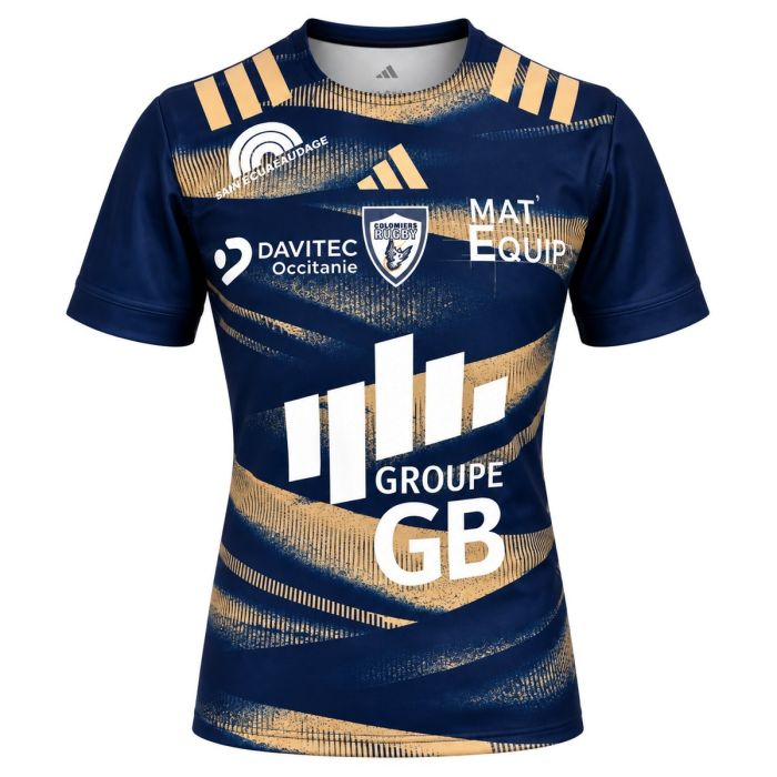 Maillot rugby Colomiers domicile 2026-2027 Adidas blanc bleu