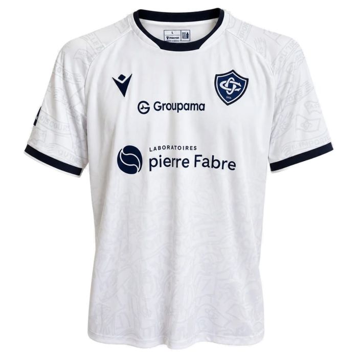 Maillot échauffement rugby Castres Olympique blanc Macron 2026-2027 vue face