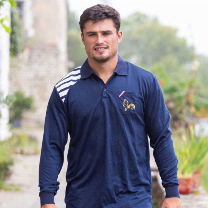 Polo Rugby Épaule Marinière Manches Longues Marine - Rugby Religion
