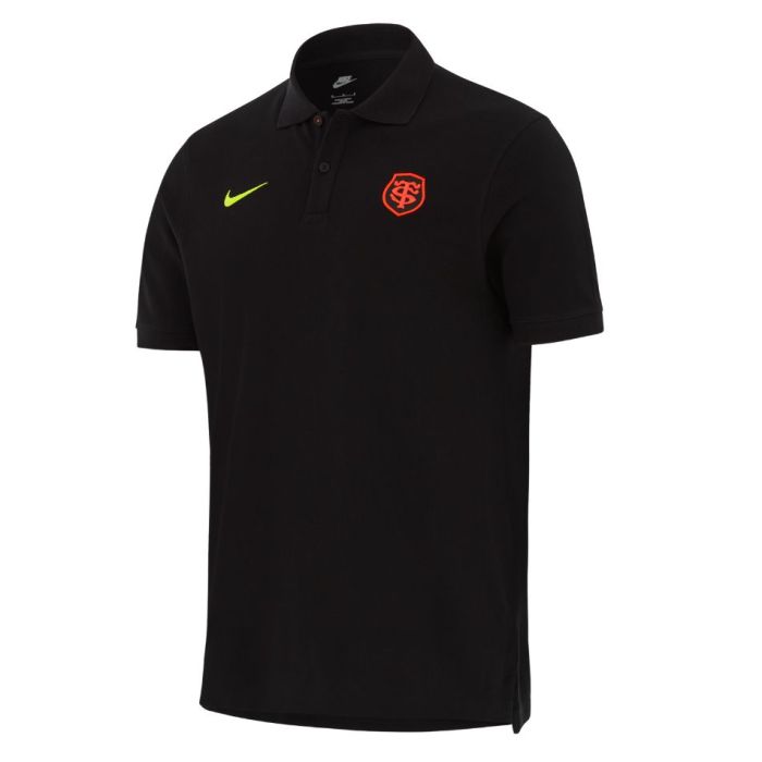 Polo rugby noir Stade Toulousain Nike coton écusson brodé