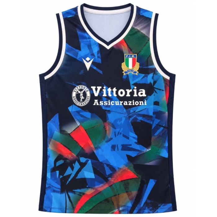 Débardeur rugby Italie FIR Macron marine rouge vert