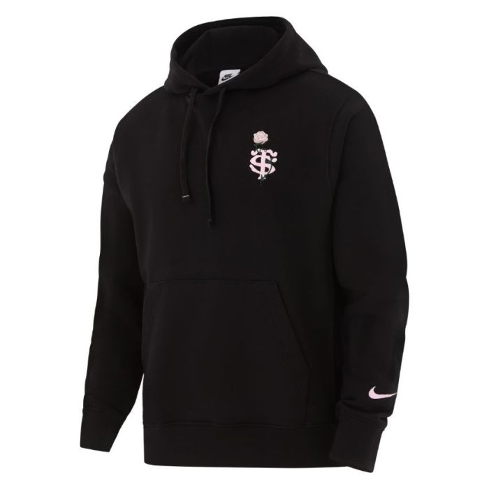 Sweat à capuche Stade Toulousain noir Nike broderie rose poitrine