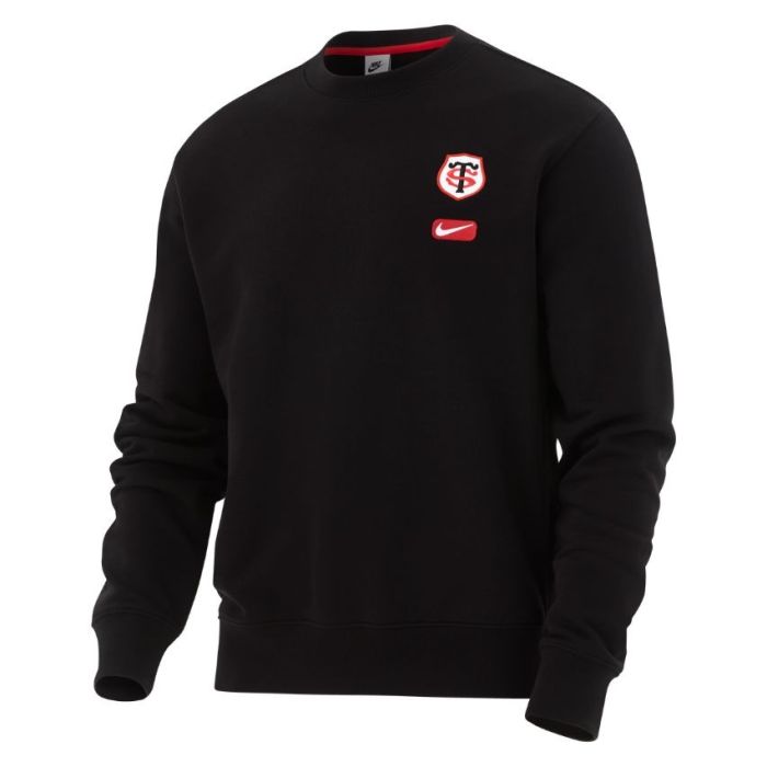 Sweat crew Stade Toulousain Nike noir rouge écusson brodé homme