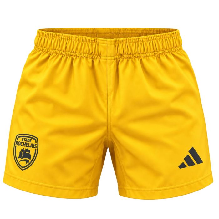 Short rugby extérieur jaune noir Stade Rochelais 2026/2027 Adidas face