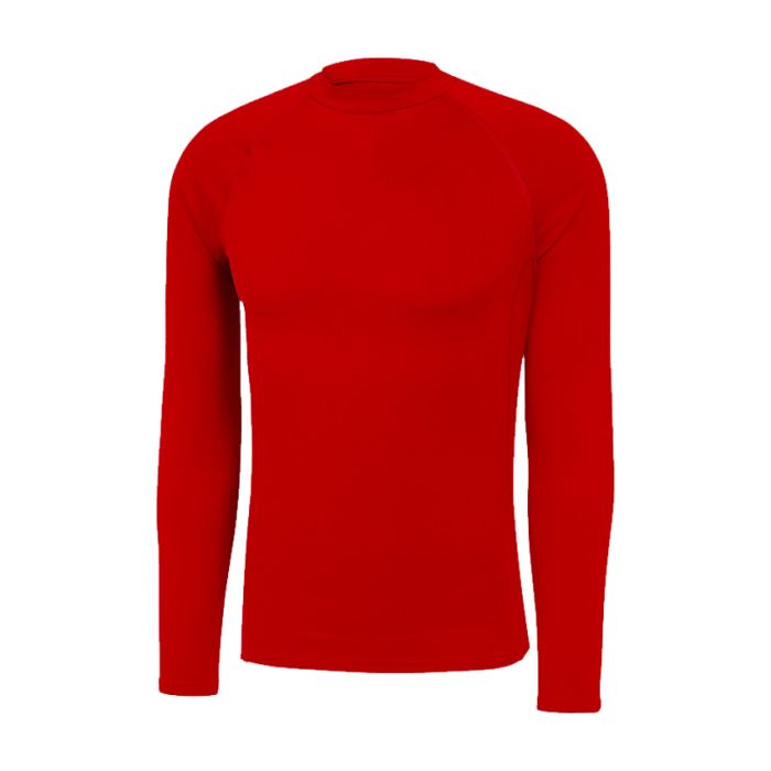 Sous-maillot thermique rouge enfant polyester manches longues rugby coupe ajustée