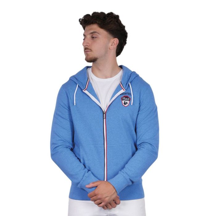 Sweat Rugby zippé à capuche French Rugby Club bleu clair - Ruckfield