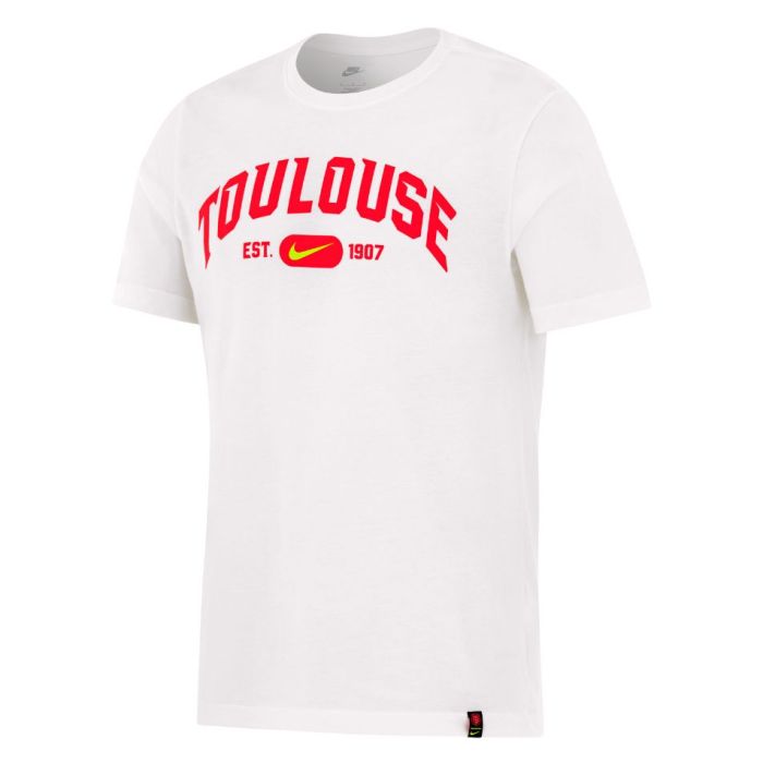 T-shirt rugby Nike blanc Stade Toulousain 2025/2026 graphisme rouge noir