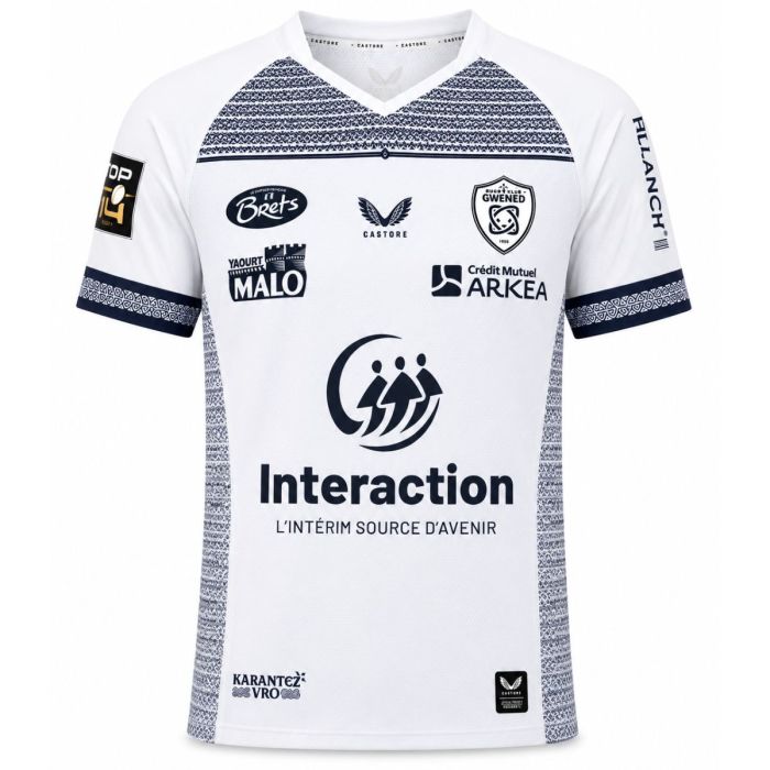Maillot rugby RC Vannes extérieur 2026 Castore blanc bleu marine