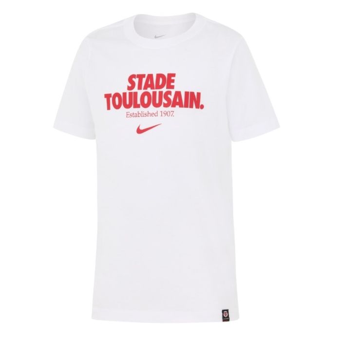 T-shirt rugby enfant blanc Nike Stade Toulousain graphique Rouge et Noir