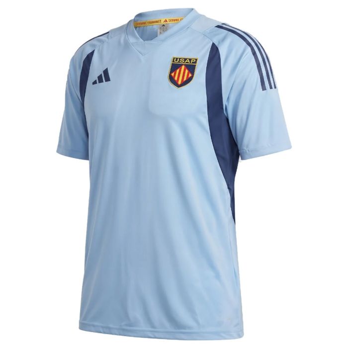 Maillot échauffement rugby USAP Perpignan bleu Adidas 2026-2027 face
