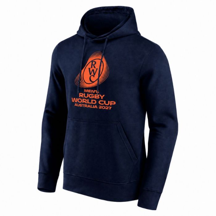 Sweat capuche bleu navy logo brodé Coupe Monde Rugby 2027