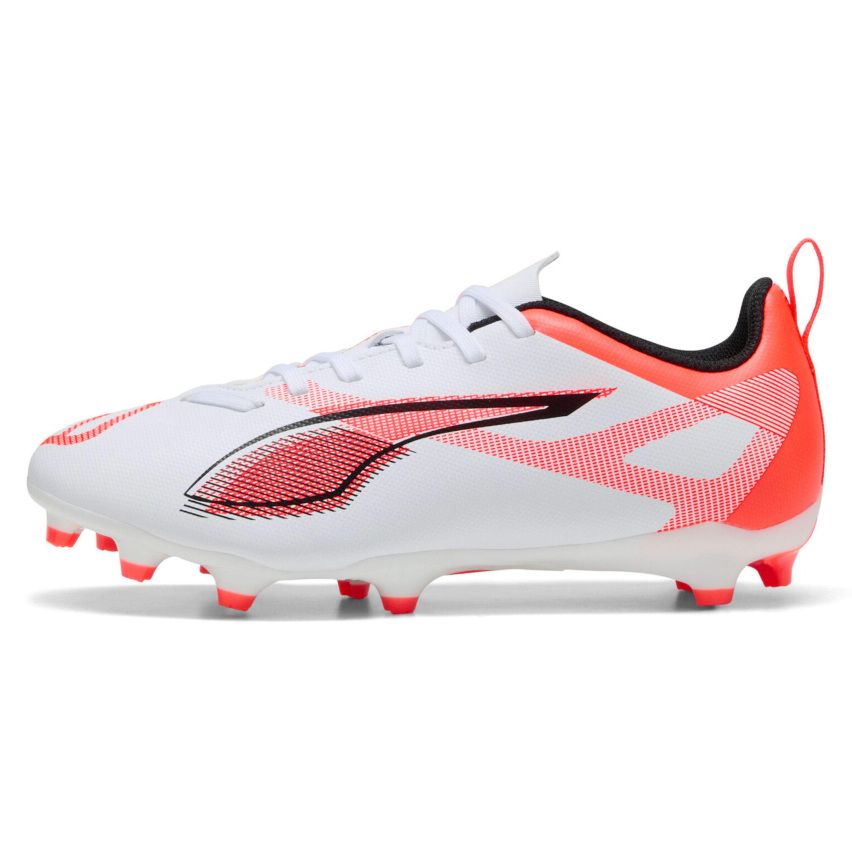 Chaussures Rugby Ultra 5 Play FG/AG Enfant Crampons Moulés Terrain Sec Blanc/Rouge - Puma
