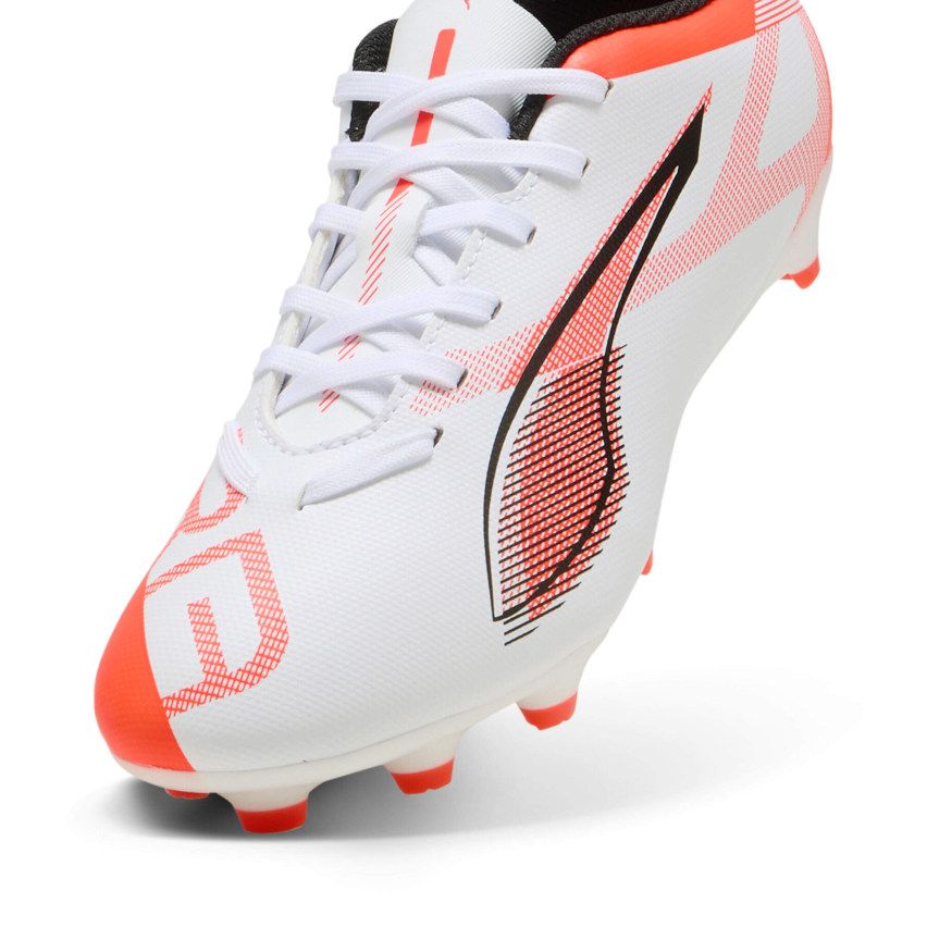 Chaussures Rugby Ultra 5 Play FG/AG Enfant Crampons Moulés Terrain Sec Blanc/Rouge - Puma
