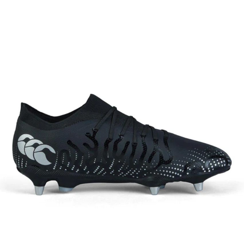 Chaussures Rugby Speed Infinite Pro SG Crampons Hybrides Tout Terrain Noir Argente Canterbury