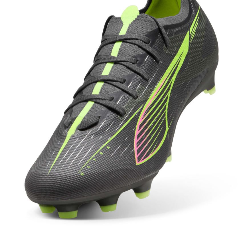 Chaussures Rugby ULTRA 5 MATCH FG/AG Crampons Moulés Terrain Sec Gris/Vert - Puma