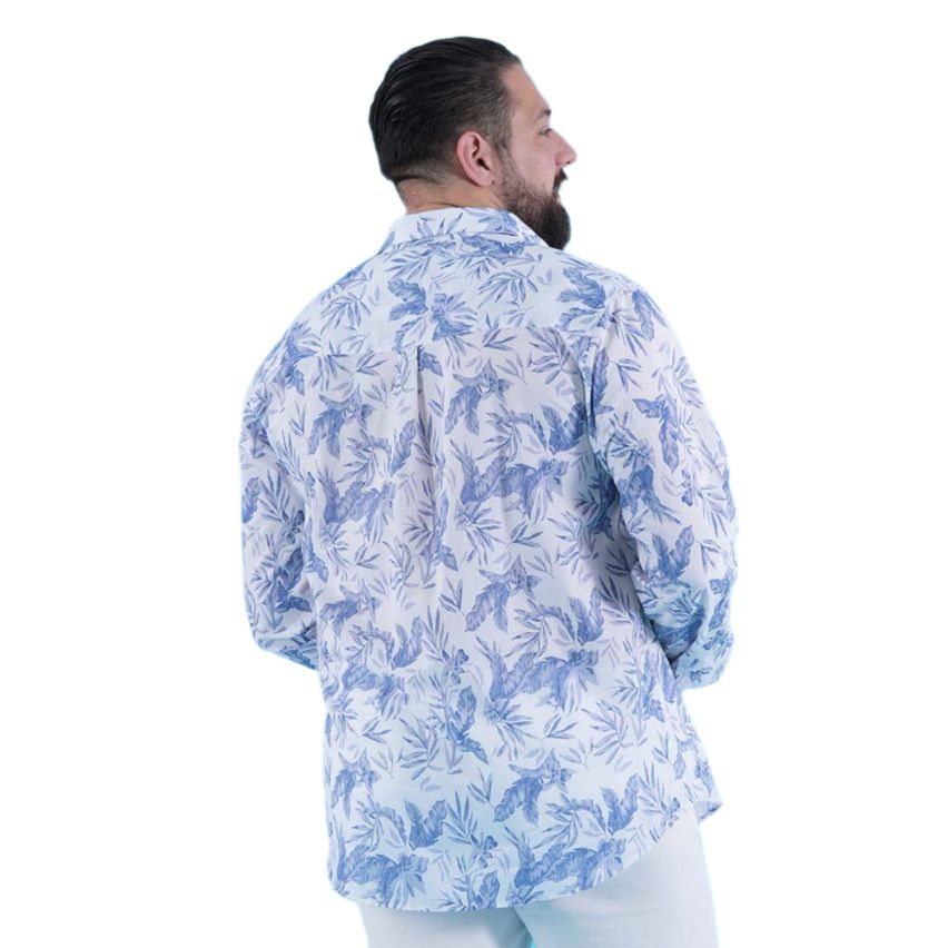 Chemise Rugby Manches Longues à Fleurs Bleus - Ruckfield