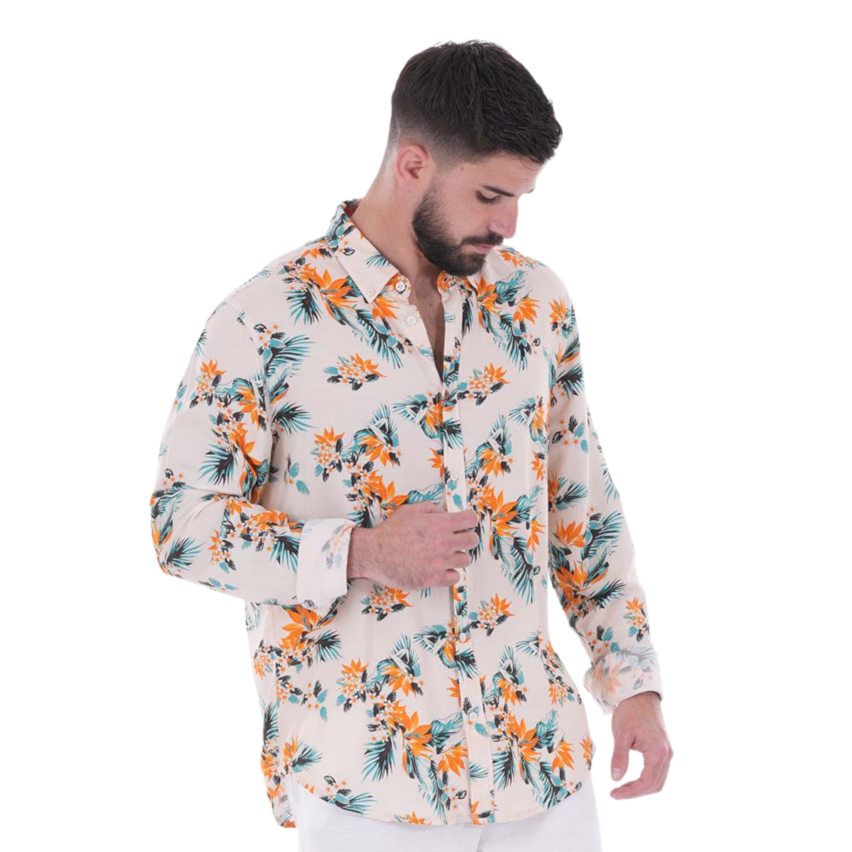 Chemise Rugby Manches Longues Palm Beach blanc cassé - Ruckfield