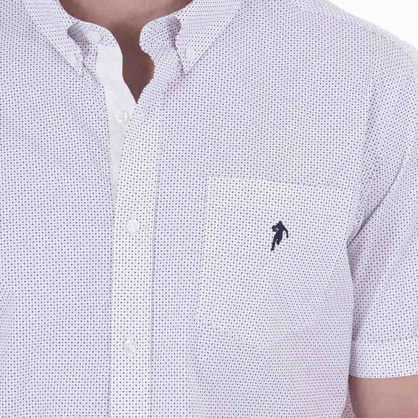 Chemise à manches courtes blanche à petits motifs