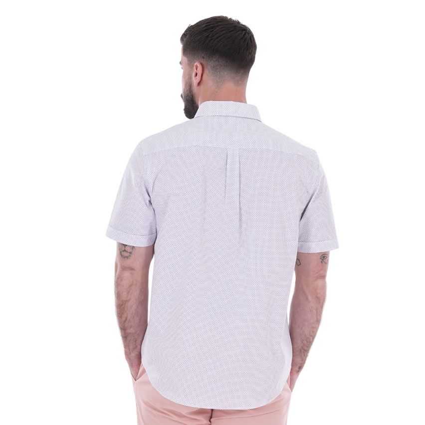 Chemise à manches courtes blanche à petits motifs