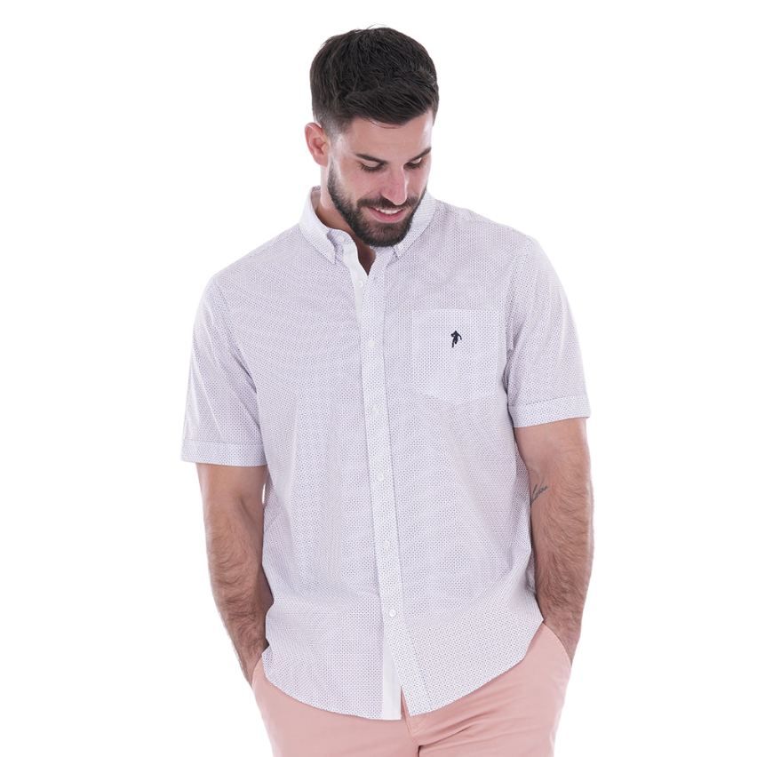Chemise à manches courtes blanche à petits motifs