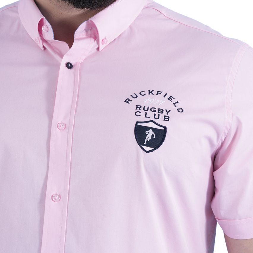 Chemise à manches courtes rose Rugby Club - Ruckfield