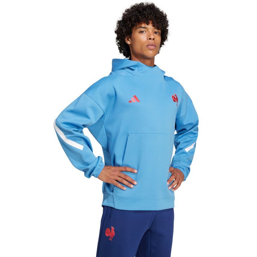 Sweat À Capuche Rugby France Bleu Ciel - Adidas
