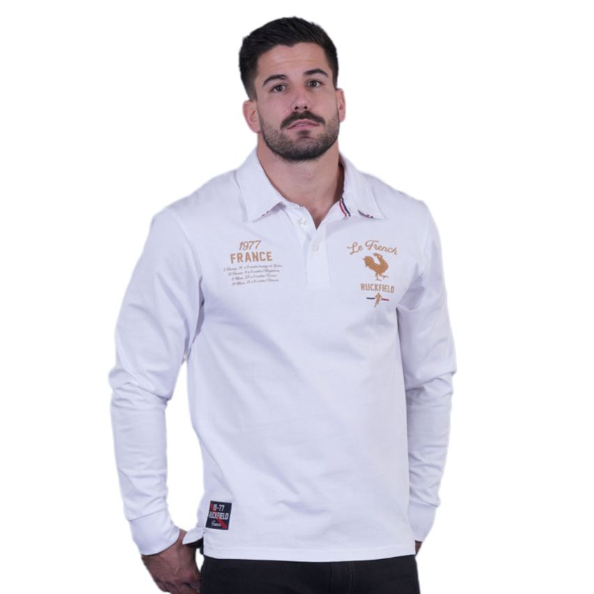 Polo A Manches Longues French Rugby Club Blanc Ruckfield