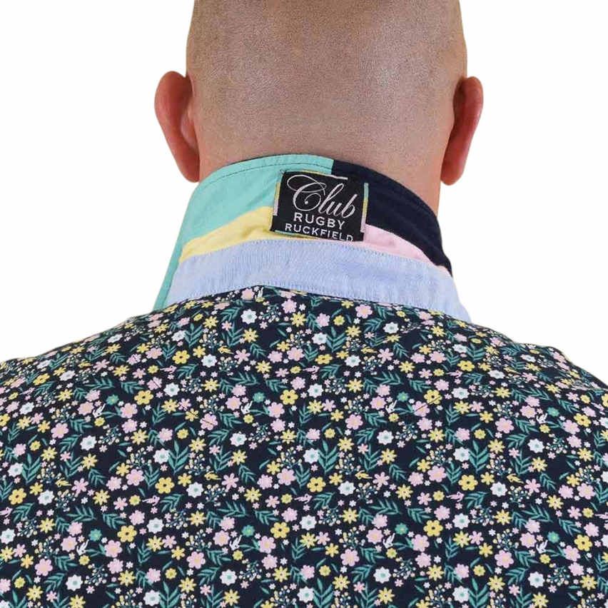 Polo à manches courtes fleuri Rugby Club bleu marine - Ruckfield