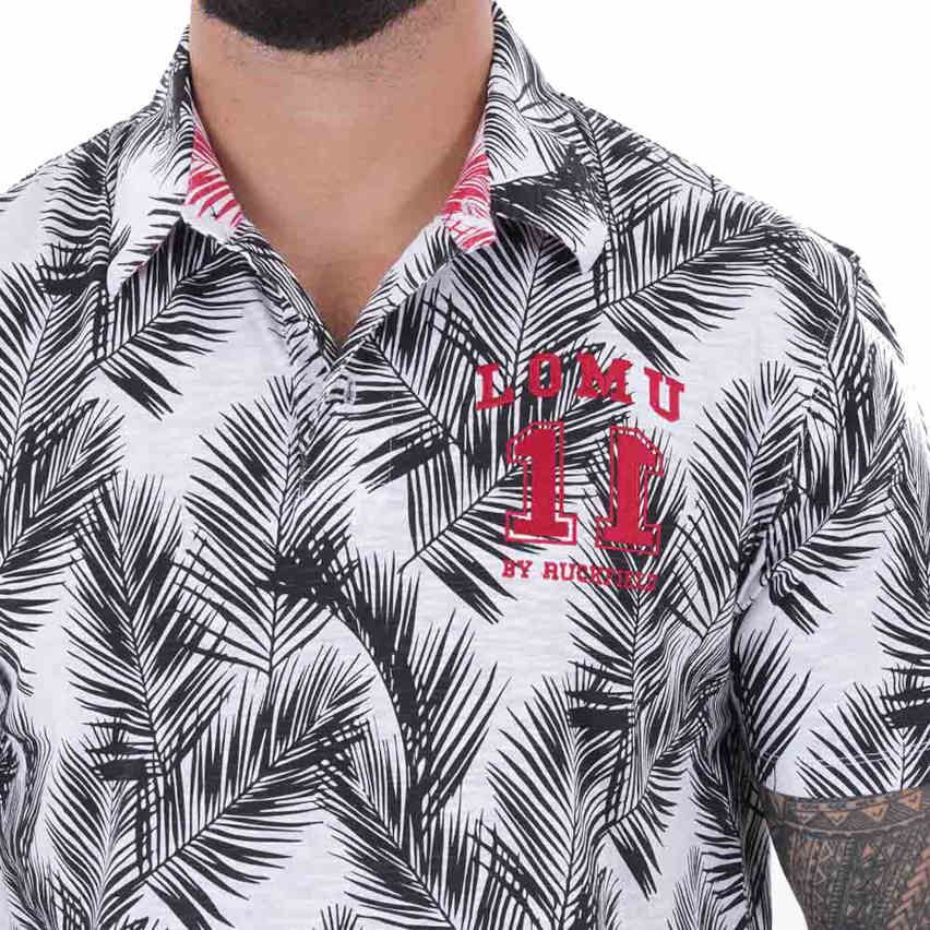 Polo palmes noires à manches courtes Jonah LOMU - Ruckfield