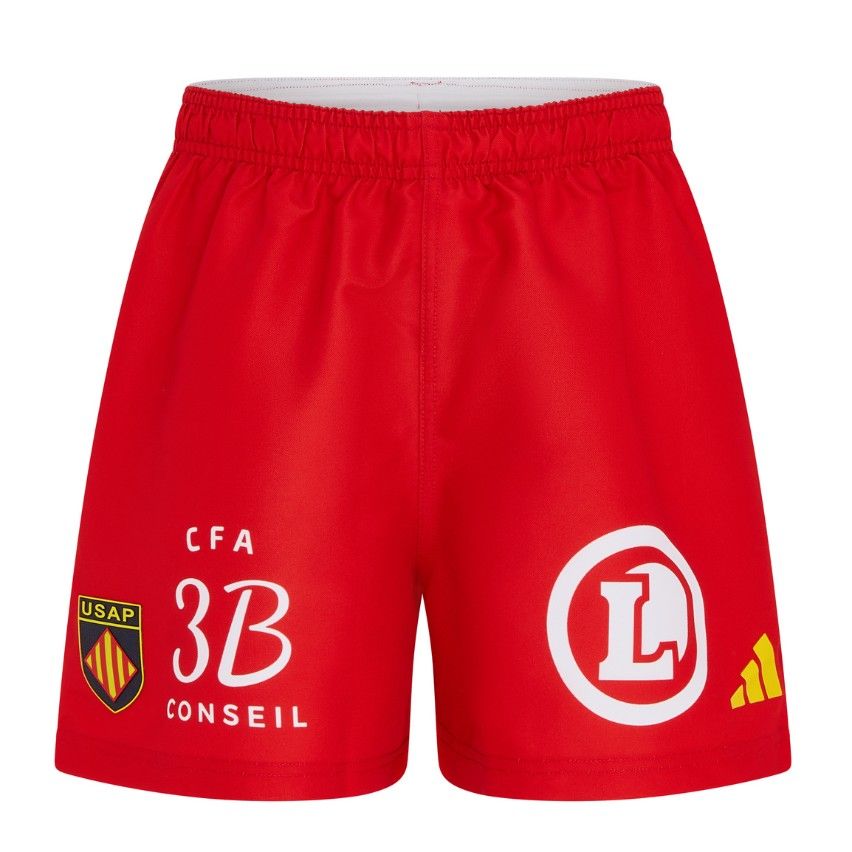 Short Extérieur Enfant Rugby USAP Rouge 2025/2026 - Adidas