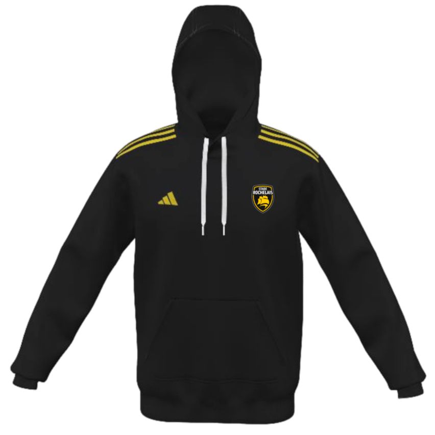 Sweat à Capuche Rugby Stade Rochelais Noir Rayures Jaunes
