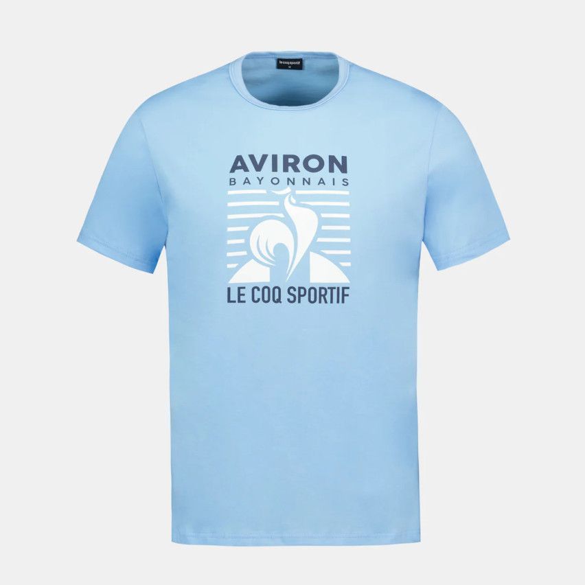 T shirt Rugby Aviron Bayonnais bleu ciel Le Coq Sportif boutique rugby