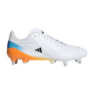 Chaussures rugby Adidas RS15 SG hybrides blanc orange bleu vue profil