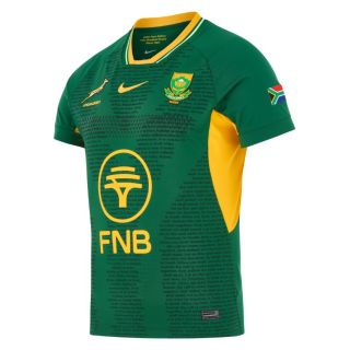 Maillot rugby Springboks Nike vert Gorge Green empi&egrave;cements or face