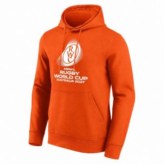 Sweat capuche orange rugby logo brod&eacute; Coupe Monde 2027 face