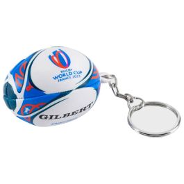 Porte-clés publicitaire ballon de foot ou rugby avec plaque