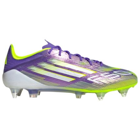 Chaussures Rugby F50 Elite SG Crampons Hybrides Tout Terrain Violet/Vert - Adidas