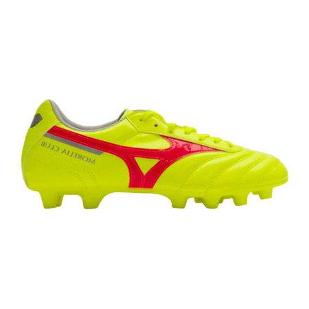 Chaussures Rugby Morelia II Club FG Crampons Moulés Terrain Sec Jaune et Rouge - Mizuno